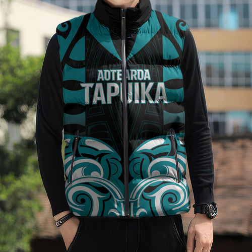 Custom Aotearoa Tapuika Sleeveless Puffer Jacket New Zealand Traditional Maori Pattern