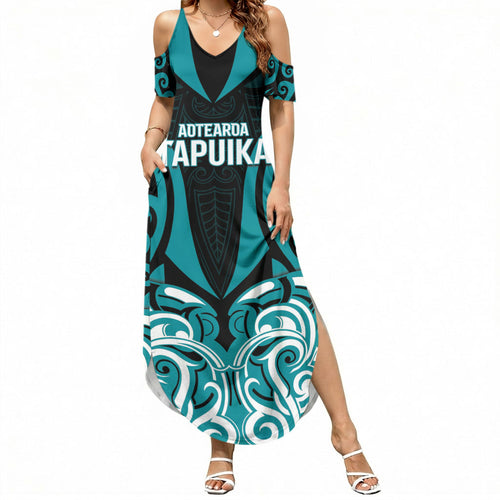 Custom Aotearoa Tapuika Summer Maxi Dress New Zealand Traditional Maori Pattern