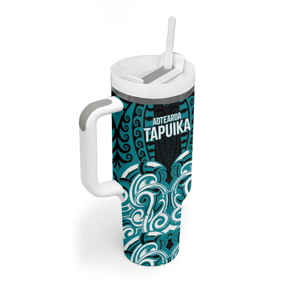 Custom Aotearoa Tapuika Tumbler With Handle New Zealand Traditional Maori Pattern