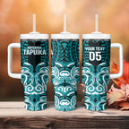 Custom Aotearoa Tapuika Tumbler With Handle New Zealand Traditional Maori Pattern