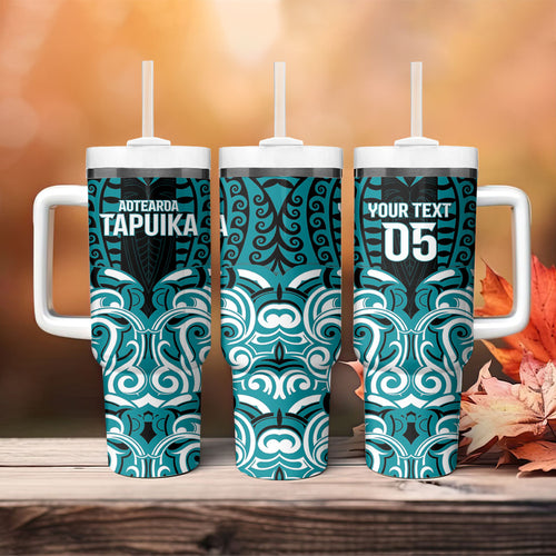 Custom Aotearoa Tapuika Tumbler With Handle New Zealand Traditional Maori Pattern