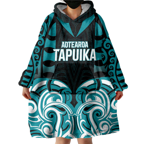 Custom Aotearoa Tapuika Wearable Blanket Hoodie New Zealand Traditional Maori Pattern