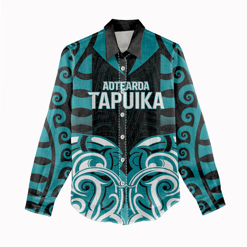 Custom Aotearoa Tapuika Women Casual Shirt New Zealand Traditional Maori Pattern