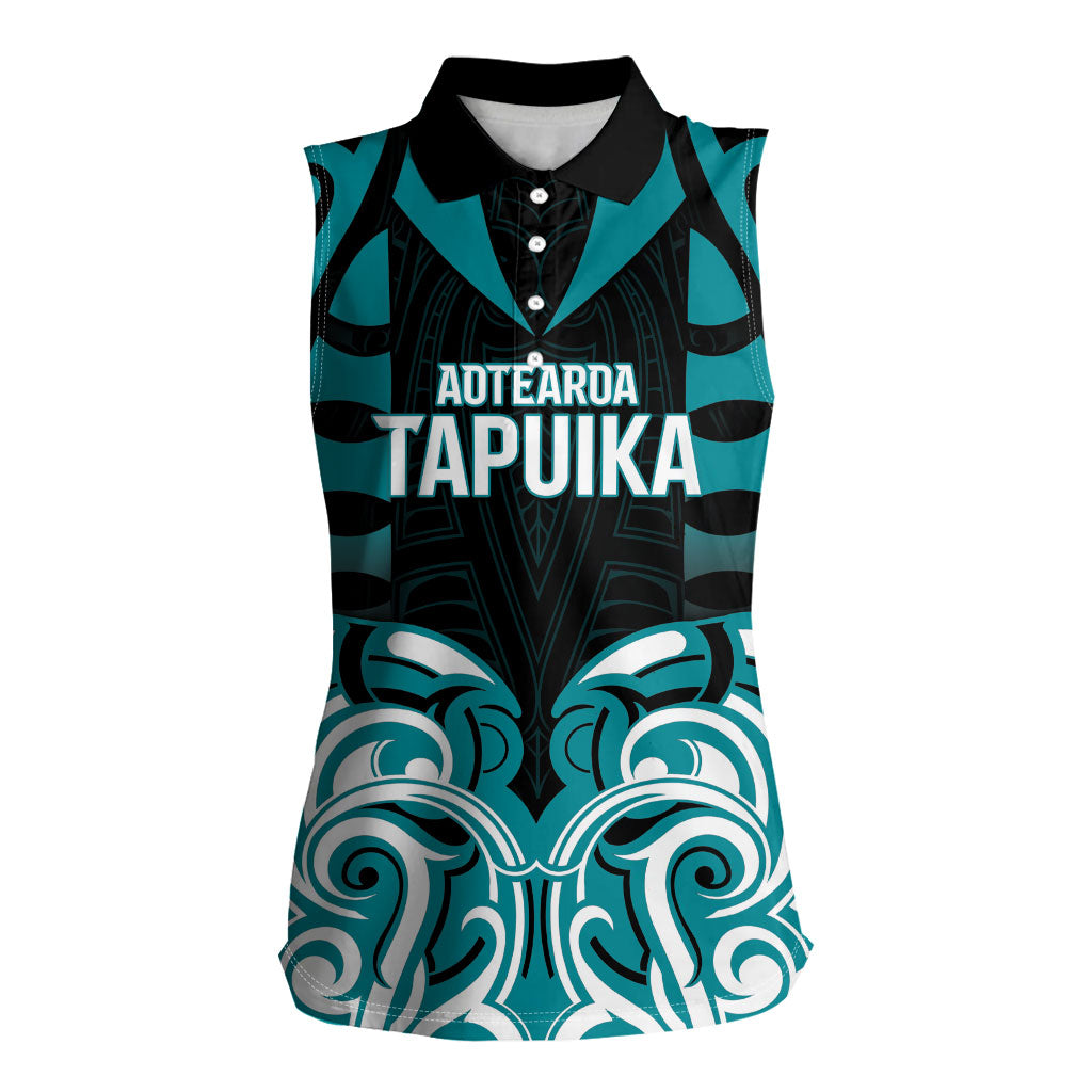 Custom Aotearoa Tapuika Women Sleeveless Polo Shirt New Zealand Traditional Maori Pattern