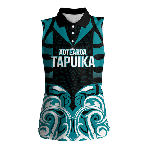 Custom Aotearoa Tapuika Women Sleeveless Polo Shirt New Zealand Traditional Maori Pattern