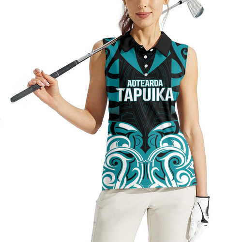 Custom Aotearoa Tapuika Women Sleeveless Polo Shirt New Zealand Traditional Maori Pattern