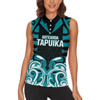 Custom Aotearoa Tapuika Women Sleeveless Polo Shirt New Zealand Traditional Maori Pattern