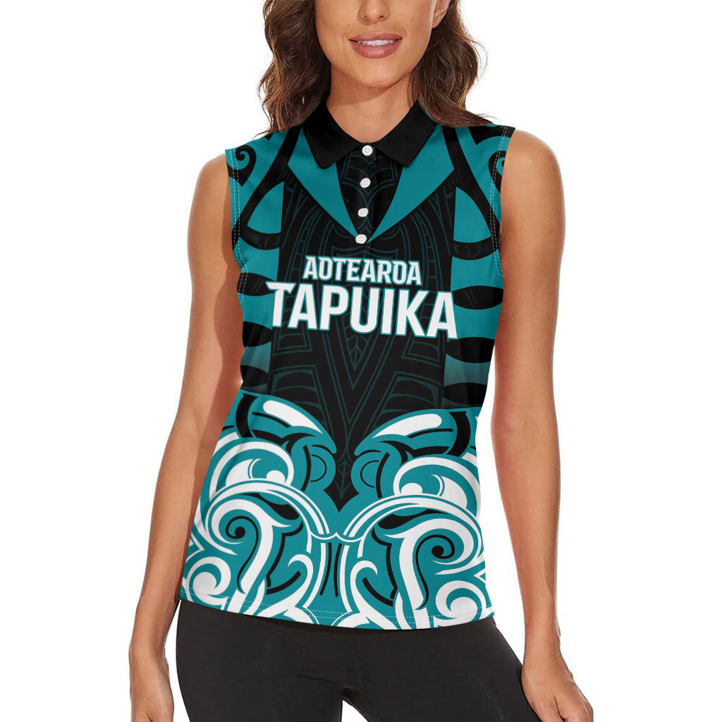 Custom Aotearoa Tapuika Women Sleeveless Polo Shirt New Zealand Traditional Maori Pattern