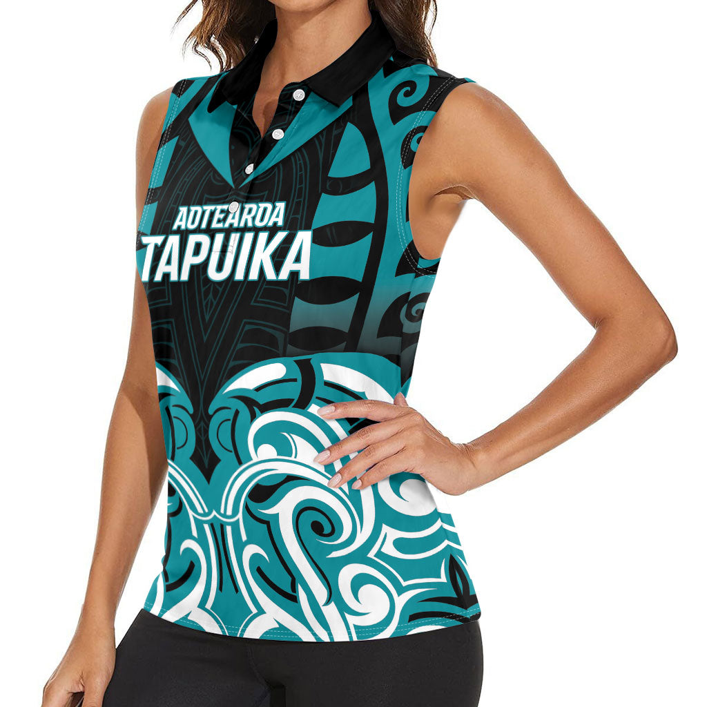Custom Aotearoa Tapuika Women Sleeveless Polo Shirt New Zealand Traditional Maori Pattern