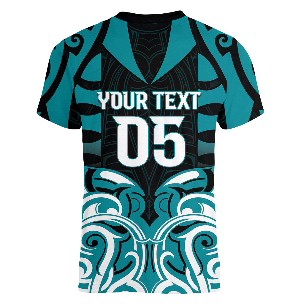 Custom Aotearoa Tapuika Women V-Neck T-Shirt New Zealand Traditional Maori Pattern