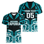 Custom Aotearoa Tapuika Women V-Neck T-Shirt New Zealand Traditional Maori Pattern