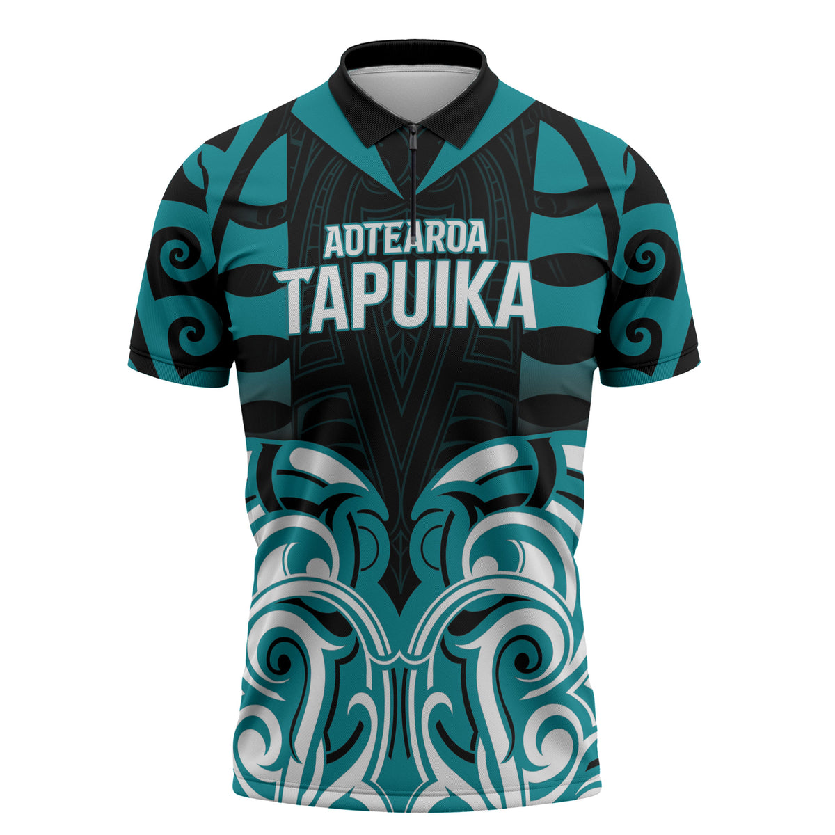 Custom Aotearoa Tapuika Zipper Polo Shirt New Zealand Traditional Maori Pattern