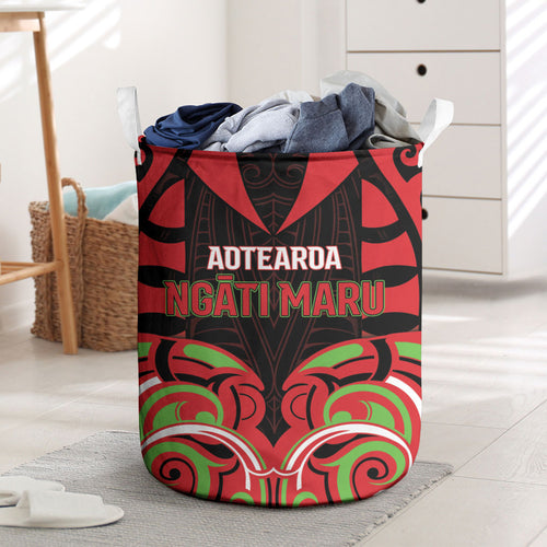 Aotearoa Ngati Maru Laundry Basket New Zealand Traditional Maori Pattern