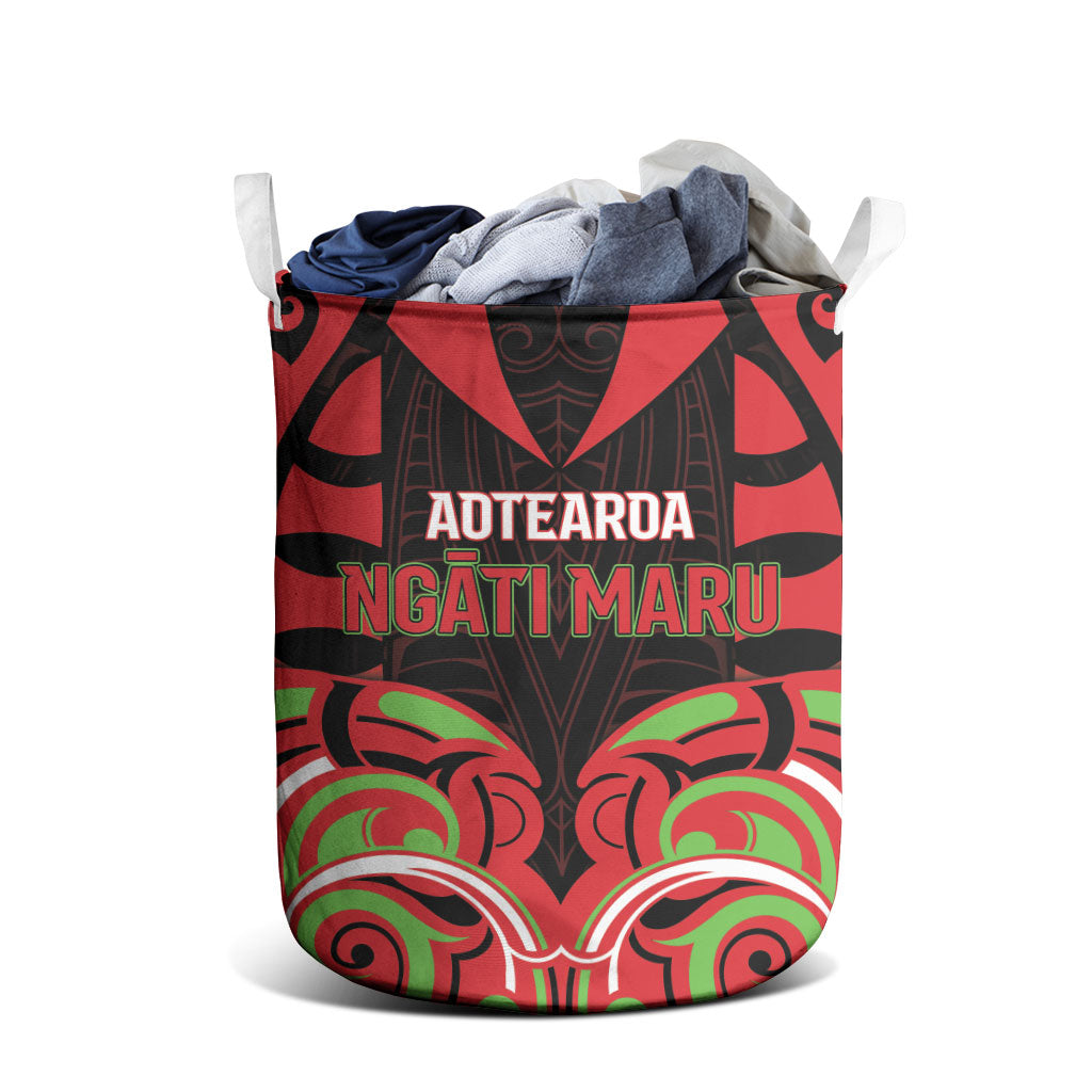 Aotearoa Ngati Maru Laundry Basket New Zealand Traditional Maori Pattern