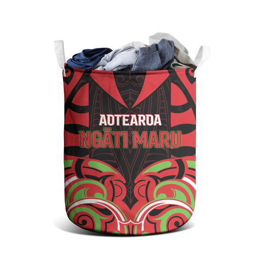 Aotearoa Ngati Maru Laundry Basket New Zealand Traditional Maori Pattern