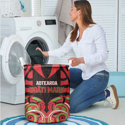 Aotearoa Ngati Maru Laundry Basket New Zealand Traditional Maori Pattern