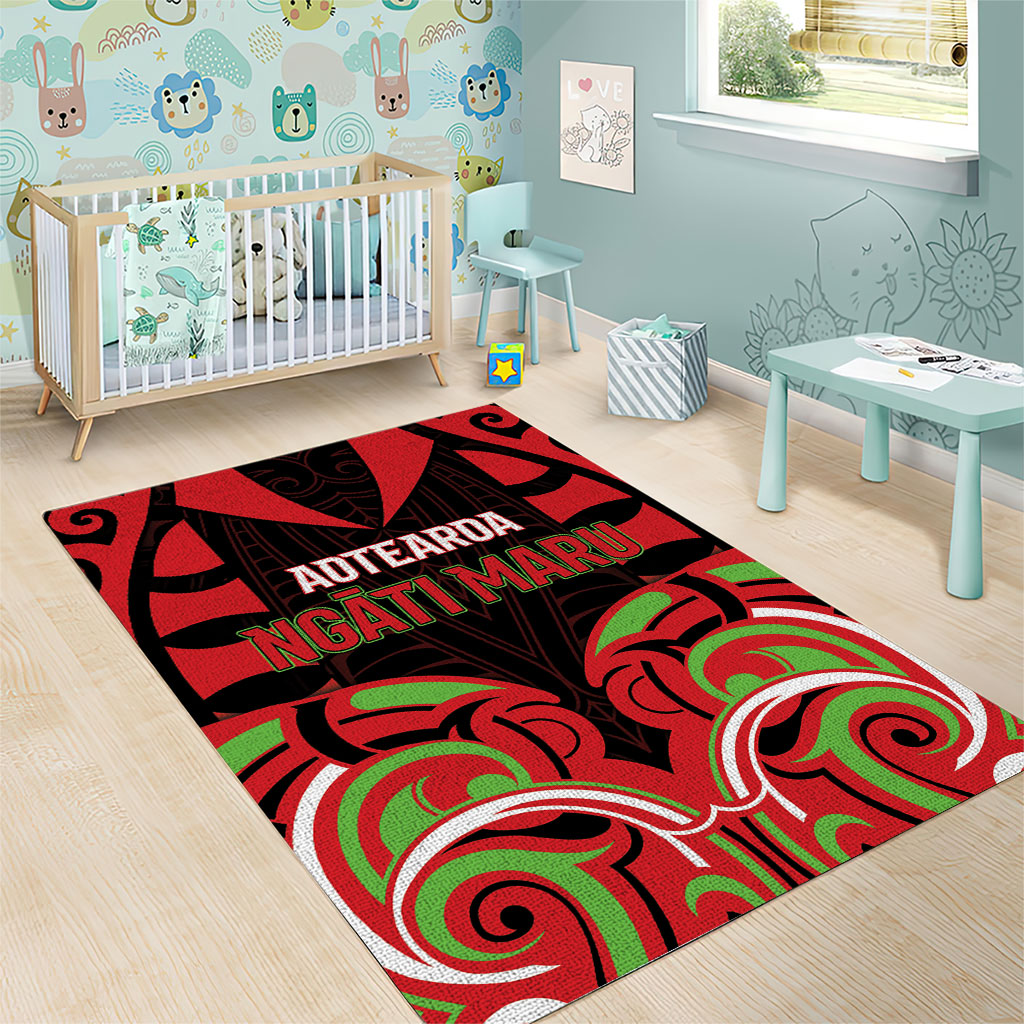 Aotearoa Ngati Maru Area Rug New Zealand Traditional Maori Pattern