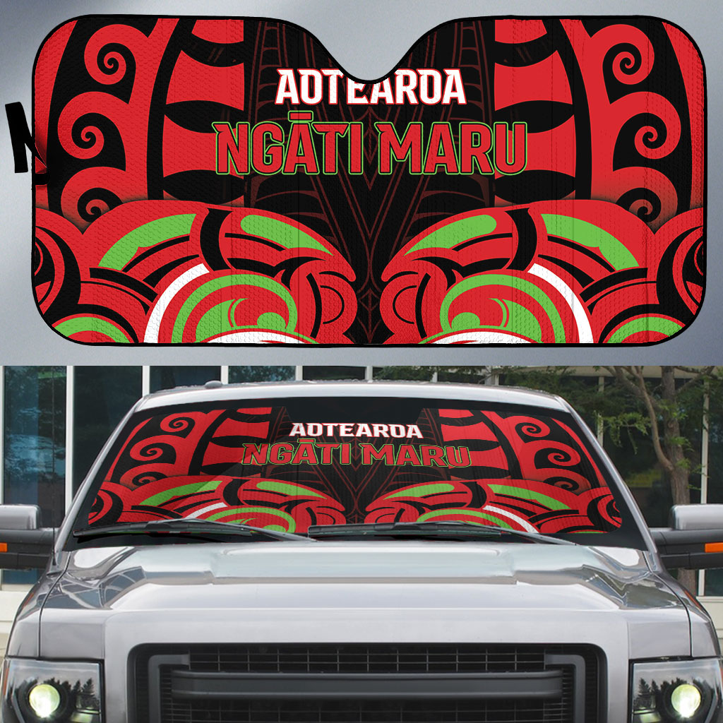 Aotearoa Ngati Maru Auto Sun Shade New Zealand Traditional Maori Pattern