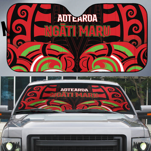 Aotearoa Ngati Maru Auto Sun Shade New Zealand Traditional Maori Pattern
