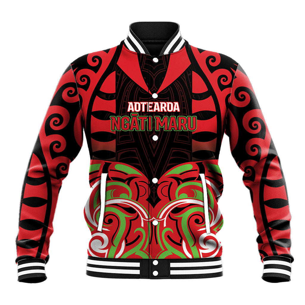 Custom Aotearoa Ngati Maru Baseball Jacket New Zealand Traditional Maori Pattern