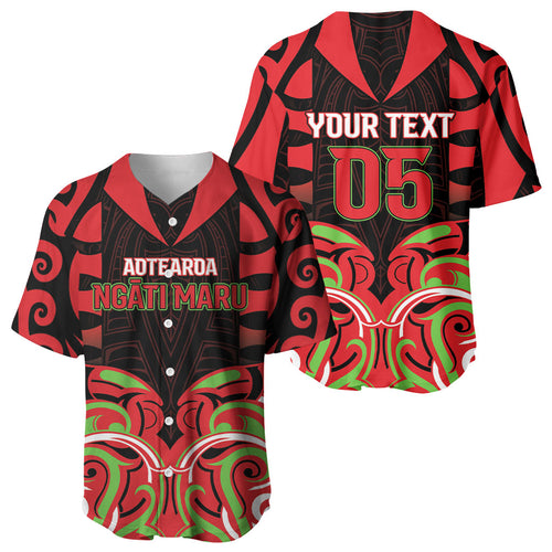 Custom Aotearoa Ngati Maru Baseball Jersey New Zealand Traditional Maori Pattern