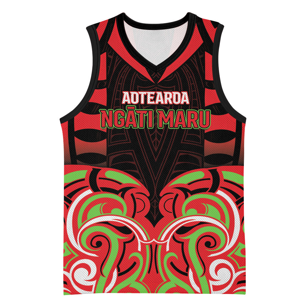 Custom Aotearoa Ngati Maru Basketball Jersey New Zealand Traditional Maori Pattern