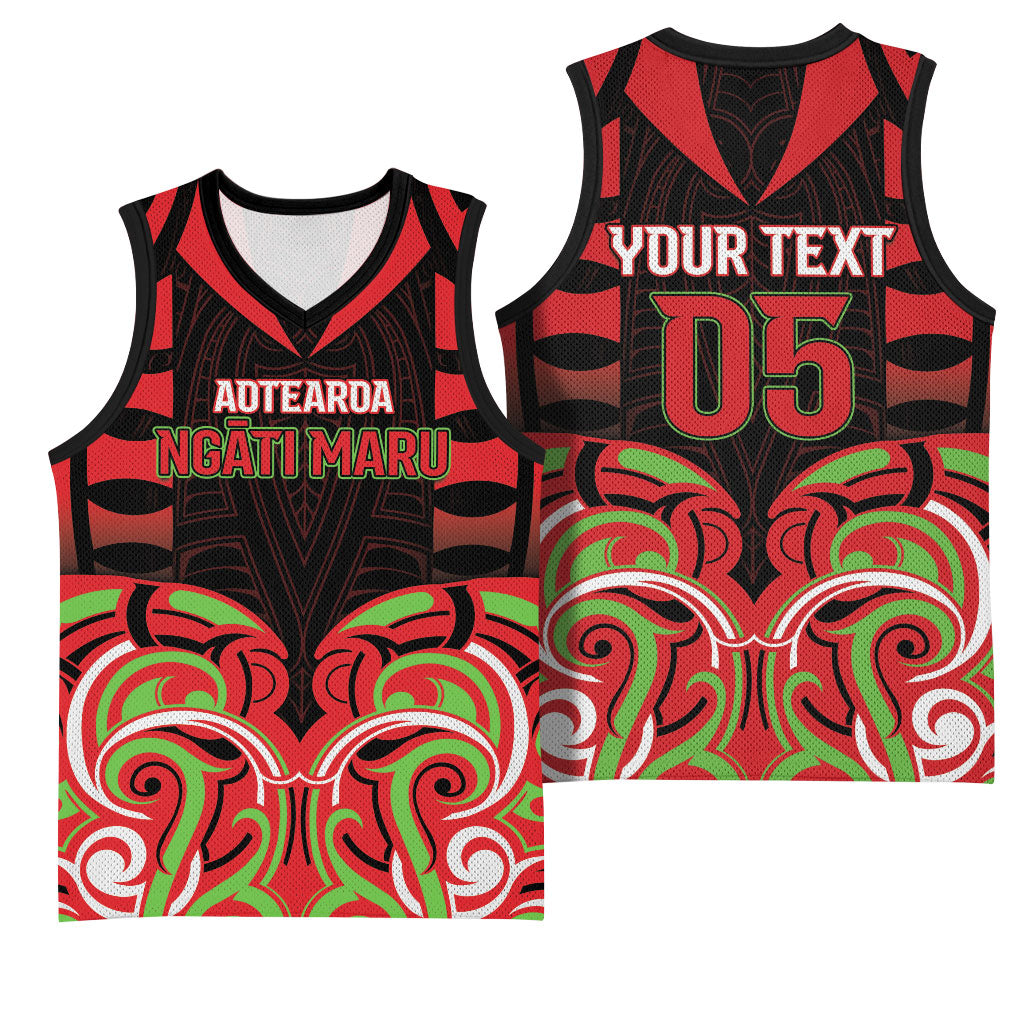 Custom Aotearoa Ngati Maru Basketball Jersey New Zealand Traditional Maori Pattern