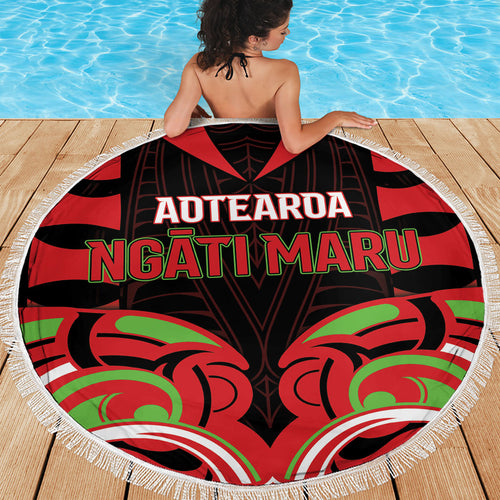 Aotearoa Ngati Maru Beach Blanket New Zealand Traditional Maori Pattern