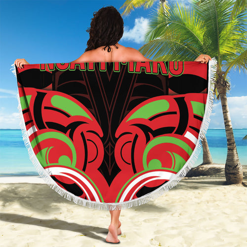 Aotearoa Ngati Maru Beach Blanket New Zealand Traditional Maori Pattern
