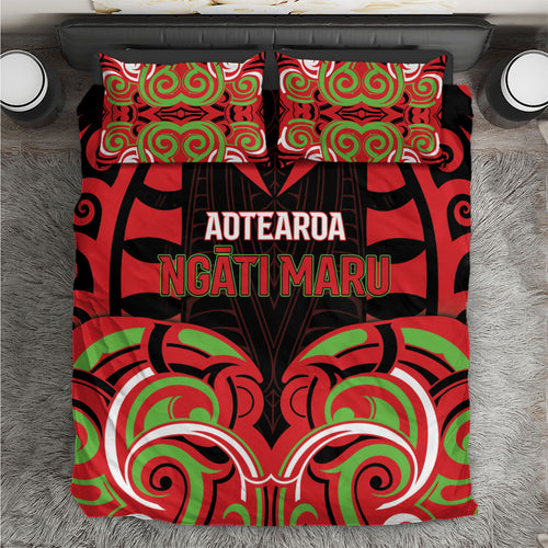 Aotearoa Ngati Maru Bedding Set New Zealand Traditional Maori Pattern