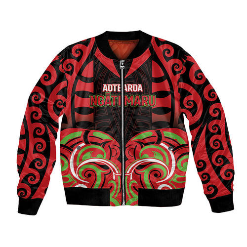 Custom Aotearoa Ngati Maru Bomber Jacket New Zealand Traditional Maori Pattern