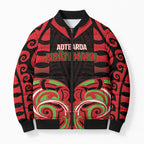 Custom Aotearoa Ngati Maru Bomber Puffer Jacket New Zealand Traditional Maori Pattern