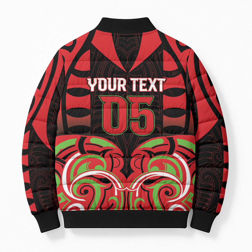 Custom Aotearoa Ngati Maru Bomber Puffer Jacket New Zealand Traditional Maori Pattern