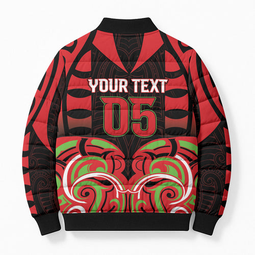 Custom Aotearoa Ngati Maru Bomber Puffer Jacket New Zealand Traditional Maori Pattern