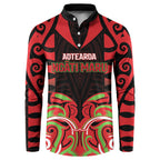 Custom Aotearoa Ngati Maru Button Sweatshirt New Zealand Traditional Maori Pattern