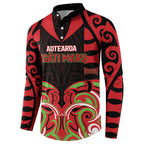 Custom Aotearoa Ngati Maru Button Sweatshirt New Zealand Traditional Maori Pattern
