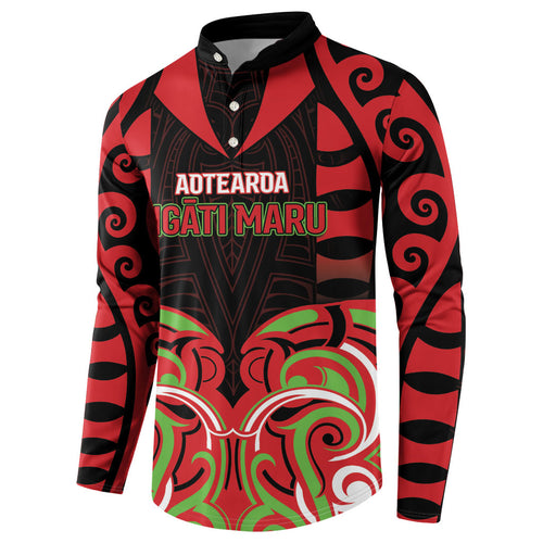 Custom Aotearoa Ngati Maru Button Sweatshirt New Zealand Traditional Maori Pattern
