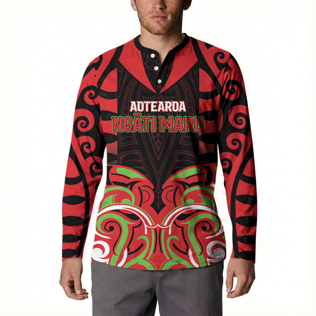 Custom Aotearoa Ngati Maru Button Sweatshirt New Zealand Traditional Maori Pattern