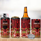 Custom Aotearoa Ngati Maru 4 in 1 Can Cooler Tumbler New Zealand Traditional Maori Pattern