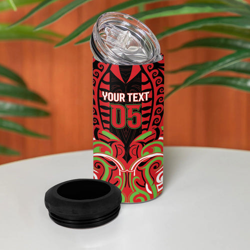 Custom Aotearoa Ngati Maru 4 in 1 Can Cooler Tumbler New Zealand Traditional Maori Pattern