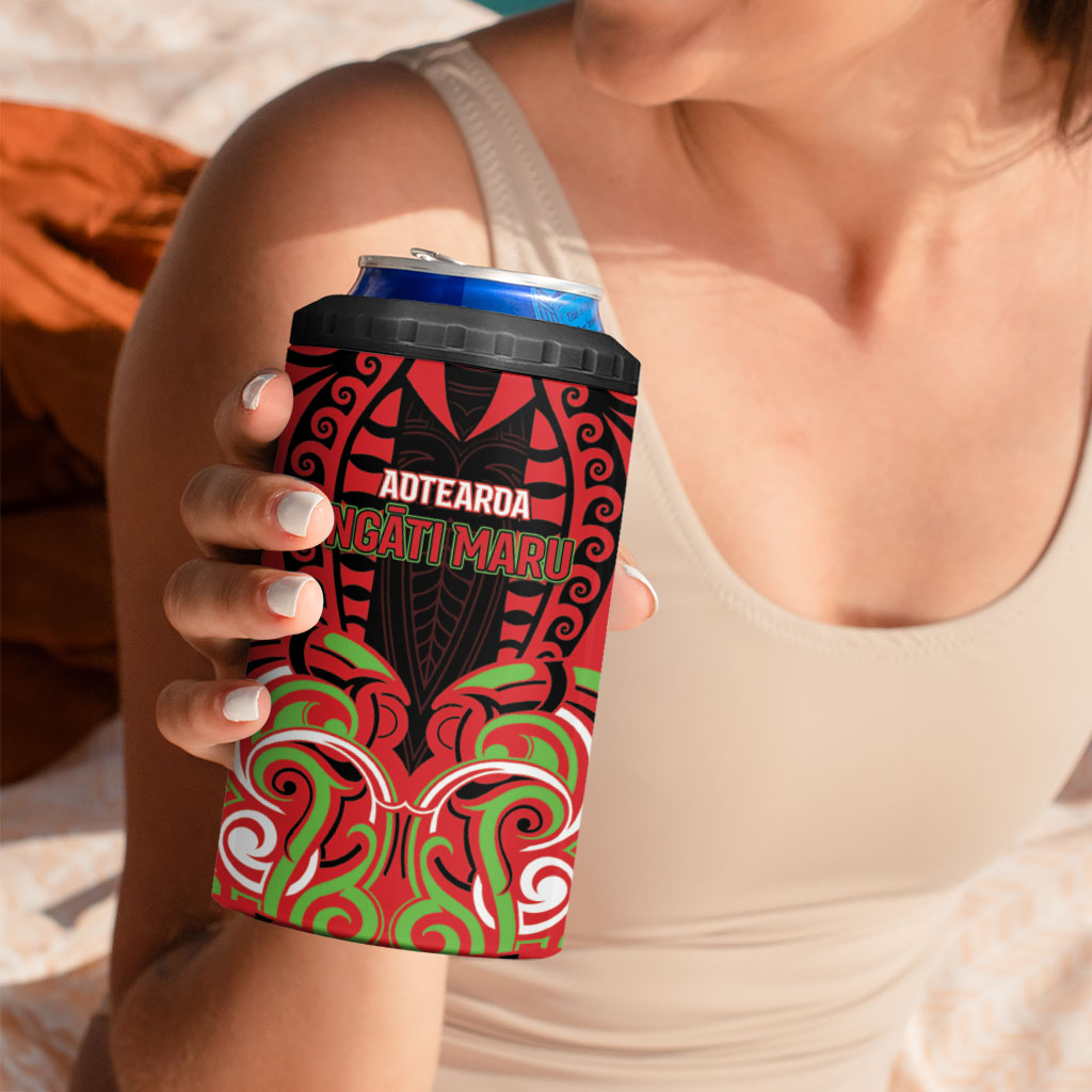 Custom Aotearoa Ngati Maru 4 in 1 Can Cooler Tumbler New Zealand Traditional Maori Pattern