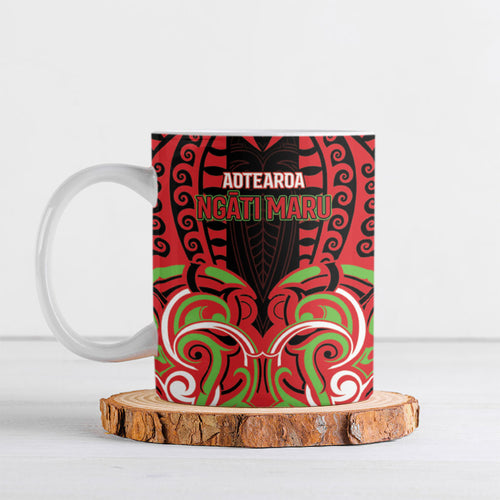 Custom Aotearoa Ngati Maru Ceramic Mug New Zealand Traditional Maori Pattern