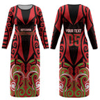 Custom Aotearoa Ngati Maru Couples Matching Long Sleeve Bodycon Dress and Hawaiian Shirt New Zealand Traditional Maori Pattern