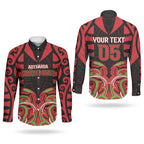 Custom Aotearoa Ngati Maru Couples Matching Long Sleeve Bodycon Dress and Long Sleeve Button Shirt New Zealand Traditional Maori Pattern