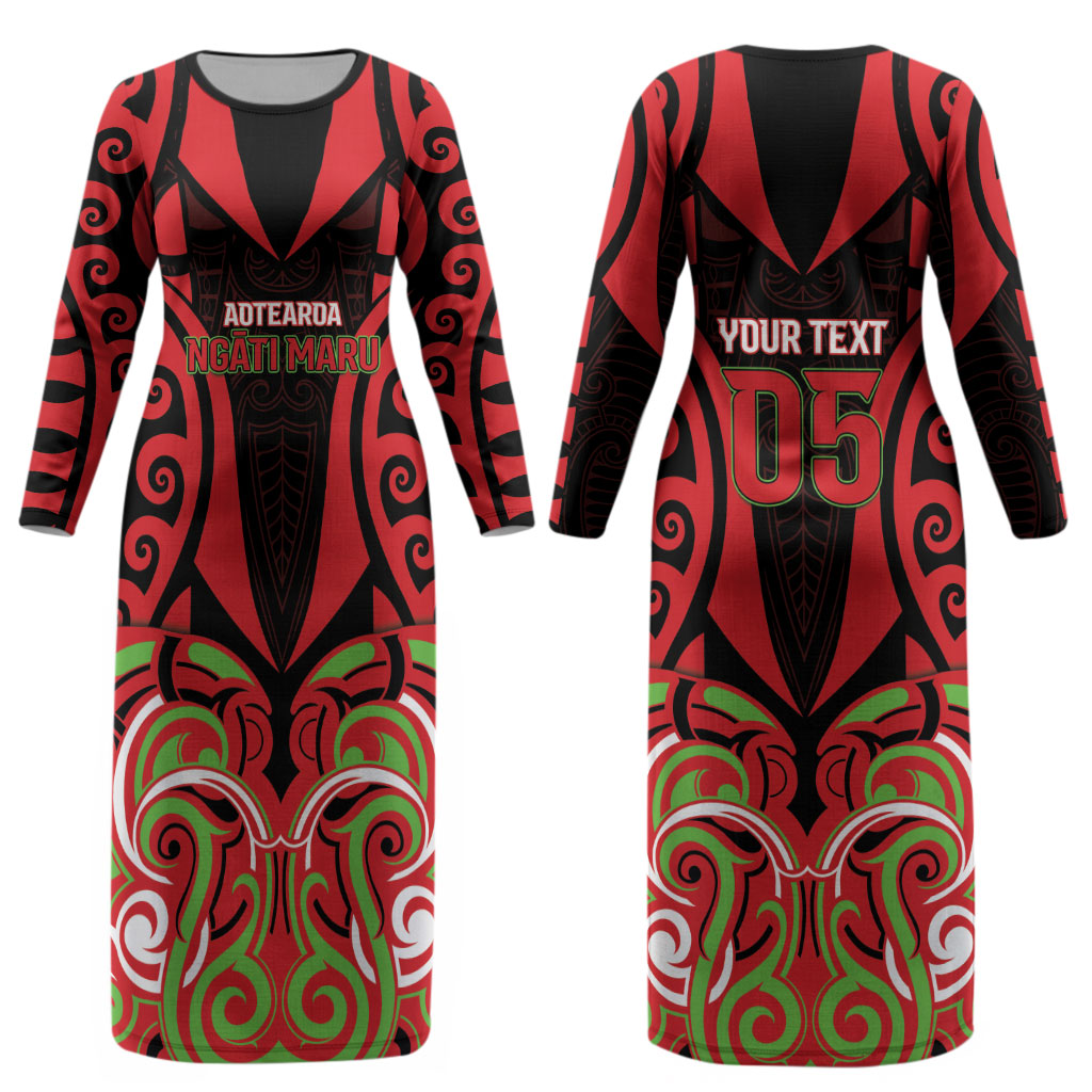 Custom Aotearoa Ngati Maru Couples Matching Long Sleeve Bodycon Dress and Long Sleeve Button Shirt New Zealand Traditional Maori Pattern