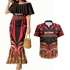 Custom Aotearoa Ngati Maru Couples Matching Mermaid Dress and Hawaiian Shirt New Zealand Traditional Maori Pattern