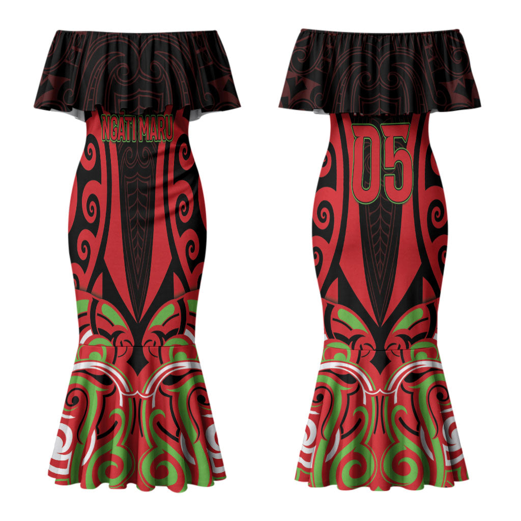 Custom Aotearoa Ngati Maru Couples Matching Mermaid Dress and Hawaiian Shirt New Zealand Traditional Maori Pattern