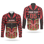 Custom Aotearoa Ngati Maru Couples Matching Off Shoulder Maxi Dress and Long Sleeve Button Shirt New Zealand Traditional Maori Pattern