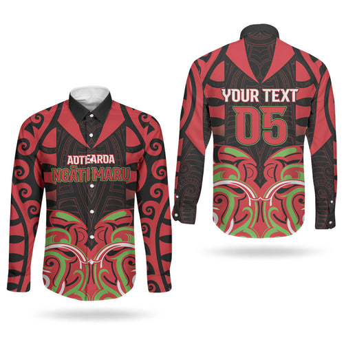 Custom Aotearoa Ngati Maru Couples Matching Off Shoulder Maxi Dress and Long Sleeve Button Shirt New Zealand Traditional Maori Pattern