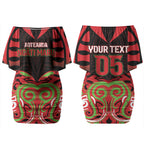 Custom Aotearoa Ngati Maru Couples Matching Off Shoulder Short Dress and Long Sleeve Button Shirt New Zealand Traditional Maori Pattern